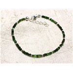 Bracelet Argent 925 et Pierre - Tourmaline Verte rondelles facettées 3x2mm 