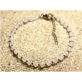 Bracciale Argento 925 e Pietra - Giada Bianca Sfaccettata 4mm 