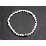 Bracelet Pierre semi précieuse Howlite 4mm et Perle argentée 