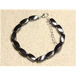 Bracelet Argent 925 et Pierre - Hématite Olives torsades 12mm 