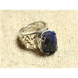 n111 - Sterling Silber und Stein Ring - Lapislazuli facettiert oval 16x12mm 