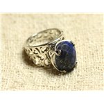 n111 - Bague Argent 925 et Pierre - Lapis Lazuli Ovale Facetté 16x12mm 