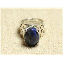 n111 - Bague Argent 925 et Pierre - Lapis Lazuli Ovale Facetté 16x12mm 