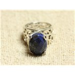 n111 - Bague Argent 925 et Pierre - Lapis Lazuli Ovale Facetté 16x12mm 