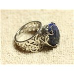 n111 - Bague Argent 925 et Pierre - Lapis Lazuli Ovale Facetté 16x12mm 