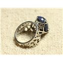 n111 - Bague Argent 925 et Pierre - Lapis Lazuli Ovale Facetté 16x12mm 