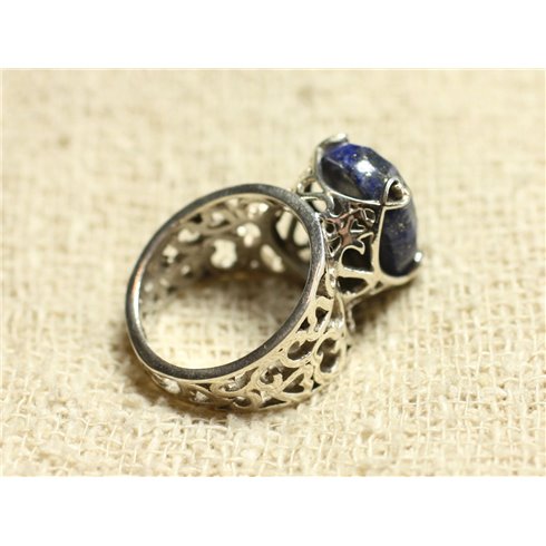 n111 - Bague Argent 925 et Pierre - Lapis Lazuli Ovale Facetté 16x12mm