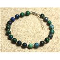 Bracelet Argent 925 et Pierre - Chrysocolle 6mm 