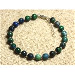 Bracelet Argent 925 et Pierre - Chrysocolle 6mm 