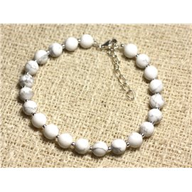 Bracelet Silver 925 and Stone - Howlite 6mm