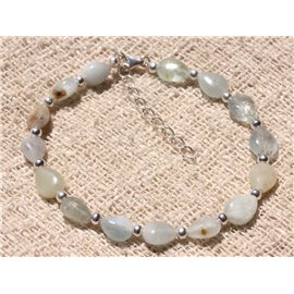 Bracelet 925 Silver and Stone - Aquamarine Drops 9x7mm 