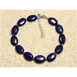 Armband Silber 925 und Stein - Lapislazuli Oval 12mm 