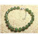 Bracelet Argent 925 et Pierre - Aventurine Verte Facettée 6mm