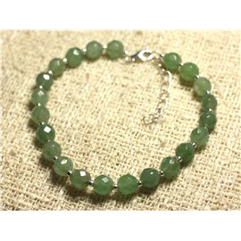 925 Silver Bracelet and Stone - Faceted Green Aventurine 6mm