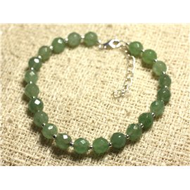 Bracciale in argento 925 e pietra - avventurina verde sfaccettata 6 mm