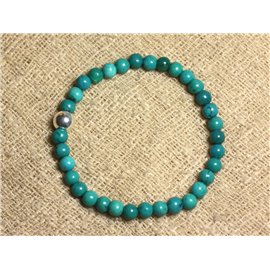 Bracelet 925 Silver and semi precious stone - Natural Turquoise 6mm 