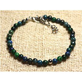 Bracelet 925 Silver and 4mm Chrysocolla semi-precious stone