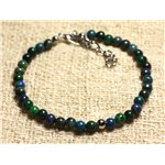 Bracelet Argent 925 et Pierre semi précieuse Chrysocolle 4mm