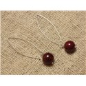 Boucles d'Oreilles Pierre semi précieuse Jaspe Rouge Poppy 