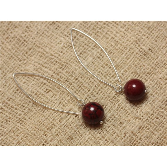 Boucles d'Oreilles Pierre semi précieuse Jaspe Rouge Poppy 