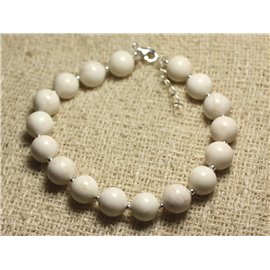 Bracciale Argento 925 e pietra semipreziosa - Magnesite 8mm 