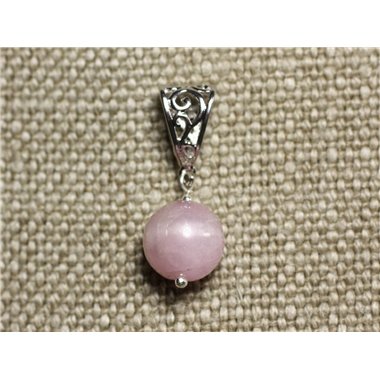 Collier Pendentif Pierre - Kunzite Boule 12mm 