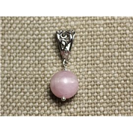 Stone Pendant Necklace - Kunzite Ball 12mm 