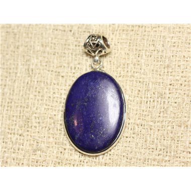 N31 - Pendentif Argent 925 et Pierre - Lapis Lazuli Ovale 29x21mm 