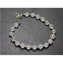 Bracciale in Argento 925 e Pietra - Cristallo di Quarzo Opaco 6mm 