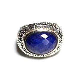 n114 - 925 Silver and Stone Ring - Lapis Lazuli Oval faceted 16x12mm 