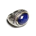 n114 - Bague Argent 925 et Pierre - Lapis Lazuli Ovale facetté 16x12mm 