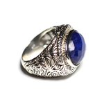 n114 - Bague Argent 925 et Pierre - Lapis Lazuli Ovale facetté 16x12mm 