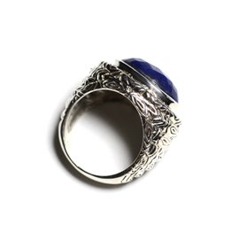 n114 - Bague Argent 925 et Pierre - Lapis Lazuli Ovale facetté 16x12mm 