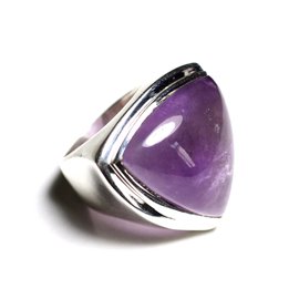 N347 - 925 Silver and Stone Ring - Amethyst Triangle 25mm 