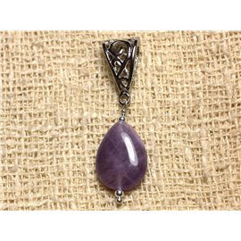 Halbedelsteinanhänger - Amethyst Flat Drop 16x12mm 