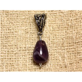 Halbedelsteinanhänger - Amethyst Round Drop 14x10mm 