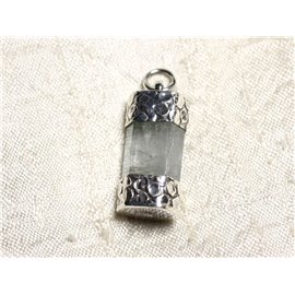 N13 - 925 Sterling Silver Pendant and Stone - Raw Aquamarine 29mm 
