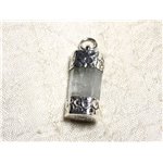 N13 - Pendentif Argent massif 925 et Pierre - Aigue Marine Brute 29mm 