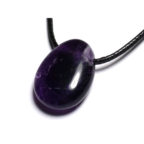 Collier Pendentif Pierre - Amethyste Goutte 25mm Violet