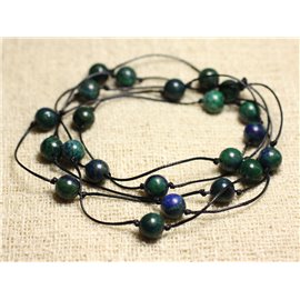 Chrysocolla Cotton and Semi Precious Stone Long Necklace 