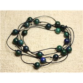 Collier Sautoir Coton et Pierre semi précieuse Chrysocolle  Collier Sautoir Coton et Pierre semi précieuse Chrysocolle