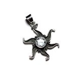 PE101 - Pendentif Argent 925 et Pierre - Topaze Bleue Soleil 23mm 