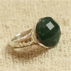 N120 - 925 Silver and semi-precious stone ring - Faceted Aventurine 15m 