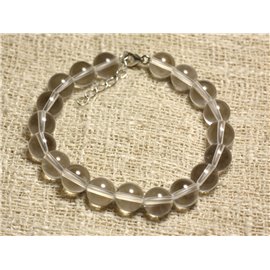 Bracciale Argento 925 e Pietra Perline Cristallo Di Rocca Quarzo 8mm