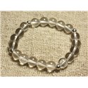 Bracelet Argent 925 et Perles de Pierre Cristal de Roche Quartz 8mm