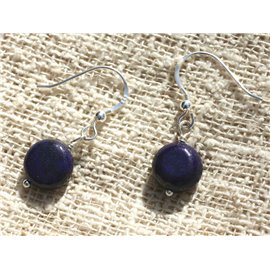 Oorbellen Zilver 925 en Pierre Lapis Lazuli Palets 10mm 