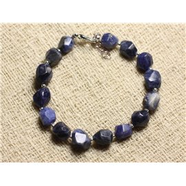 925 Silver and Stone Bracelet - Sodalite Faceted Nuggets 8mm 