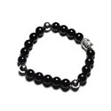 Bracelet Bouddha et Pierre semi précieuse - Onyx Noir 8mm 