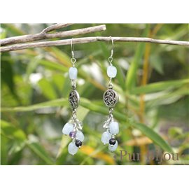 Boucles d'oreilles Triskel Aigue Marine Pierres et Argent 925  Boucles d'oreilles Triskel Aigue Marine Pierres et Argent 925