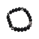 Bracelet Bouddha et Pierre semi précieuse - Onyx Noir Mat 8mm 